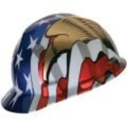 MSA Safety Hardhat Full Brim V-Gard Eagles &amp; American Flag