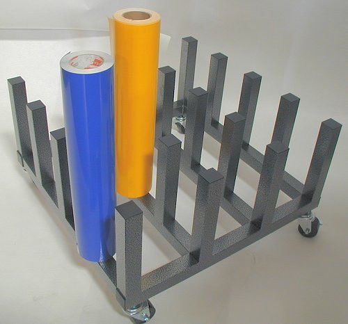 HEAVY DUTY MEDIA MOVER - ROLLING MEDIA RACK - HOLDS 20 ROLLS OF 3&#034; CORE MEDIA!