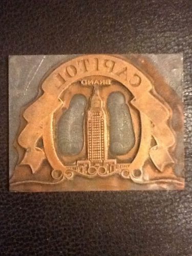 Vintage Printing Printer Block Plate Capital Brand Wine Label