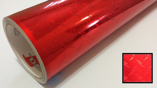 Red Diamond Plate Vinyl Wrap Graphic Sticker Sheet Roll Overlay Craft &amp; Cut 24&#034;