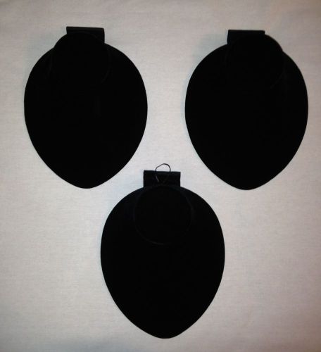 Lot of 3 Slatwall Jewelry Necklace Black Velvet Bust Hanging Display Fixture EUC