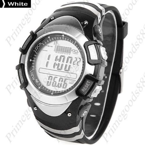 Wristwatch Waterproof Fishing Barometer Altimeter Thermometer Alarm White Silver