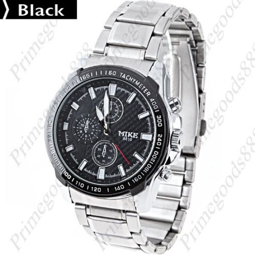 Stainless Steel Men&#039;s Quartz Watch Wrist Sub Dial Free Shipping Black Face