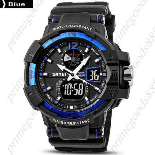 50m water proof analog digital date alarm wrist led timer wristwatch men&#039;s blue for sale