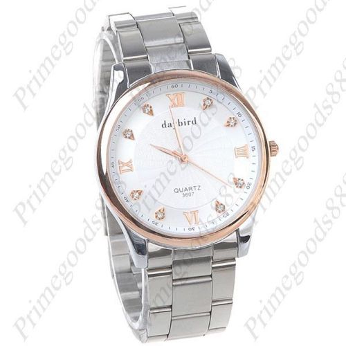 Golden Toned Quartz Wrist Watch Analog Alloy Band Free Shipping White Face