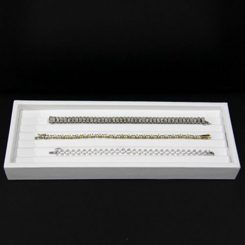 Bracelet 6 Slot Display Tray White Faux Leather