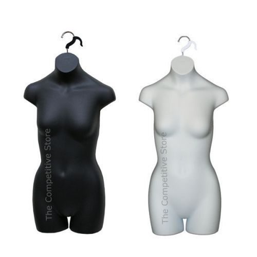 2 Teen Girl Dress Mannequin Hanging Forms Black &amp; White - For Girl Sizes 10-12