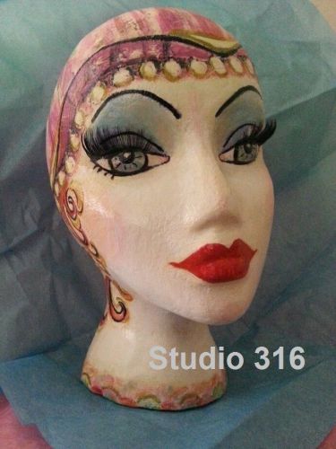 Deluxe Hand Painted w Custom Design Styrofoam Display Mannequin Head