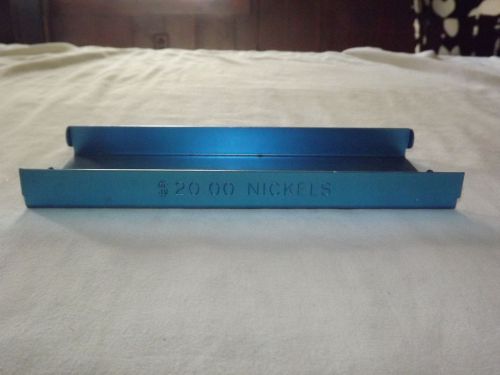 VINTAGE MMF IND WHEELING IL BLUE BANK $20.00 NICKELS ALUMINUM  METAL NICKEL TRAY