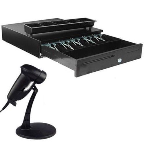 Cash Drawer Works with Epson/ POS Printers+USB Handheld Laser Barcode Scanner