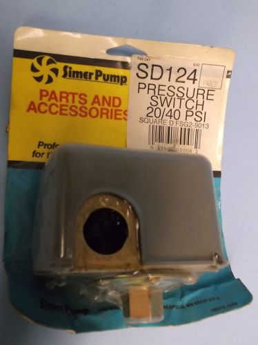 SQUARE D SIMER PUMP 20/40 PSI PRESSURE SWITCH FSG2-9013 NIB