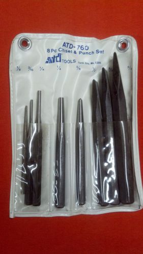 Vintage (nos) ATD Chisel Punch Set &amp; Pouch. 8-Piece Heavy Duty