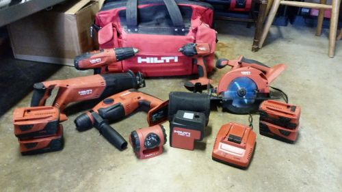 HILTI CORDLESS 7 Tool Lithium Ion COMBO 18V Kit Set 4 Batteries 8mo/warranty