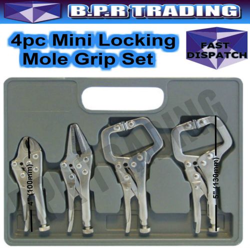 4PC MINI ADJUSTABLE LOCKING MOLE VICE GRIP PLIERS &amp; C CLAMP WELDING  CAR ETC