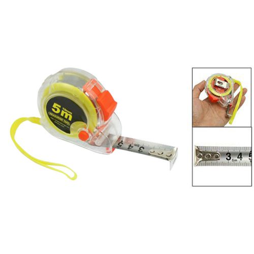 2015 Plastic Housing Self Retract Measure Tape Rule 5M Yellow Orange Clear