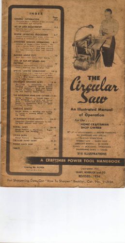Craftsman collectable Circular Saw Illistrated Manual 1954