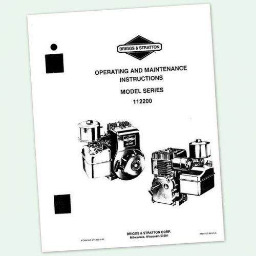 BRIGGS AND STRATTON 4hp ENGINE 112200 OPERATING MAINTENANCE MANUAL OPERATORS