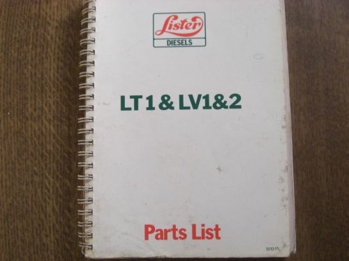 ORIGINAL LISTER LT1 &amp; LV1&amp;2 PARTS LIST