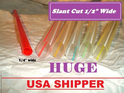 320 BIG SLANT STRAWS 1/2&#034; WIDE x  8.5&#034; MEDICAL HUNTINGTONS DISEASE PILL SWALLOW