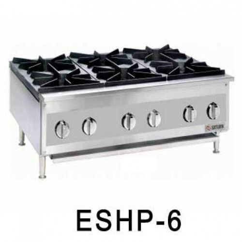 SATURN COMMERCIAL GAS HOT PLATE, 6 BURNERS, NAT GAS, MEDIUM DUTY (ESHP-6)