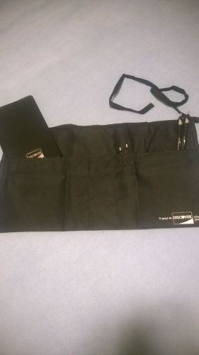 Brand New Black Server 3-Pocket waiter waitress Waist Apron with Discover Logo