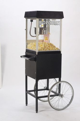 NEW BLACK FUN POP 4 OZ. POPCORN MACHINE &amp; MATCHING CART