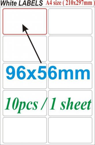 96x56mm 1000pcs white labels sticker 100s a4 size  copier laser inkjet printer for sale