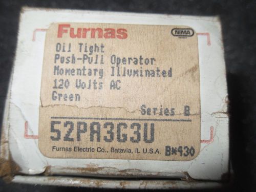 (V35-3) 1 NIB FURNAS 52PA3G3U ILLUMINATED GREEN PUSH BUTTON SWITCH