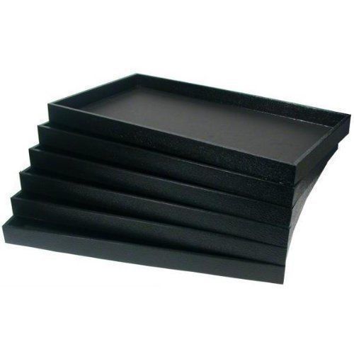 6 Pieces Full Size  2&#034; Deep Black Plastic Jewelry Display Trays