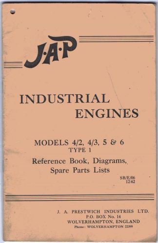 J.a.p. industrial engines handbook. models 4/2; 4/3; 5; &amp; 6. diagrams. spares for sale