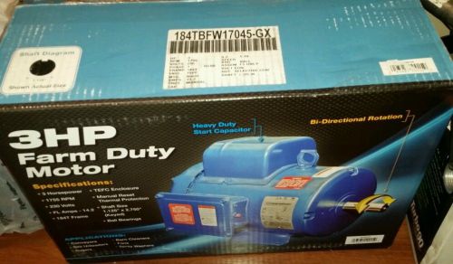 3 HP FARM DUTY, 1755 RPM MOTOR, BRAND NEW, MODEL# GEX09120