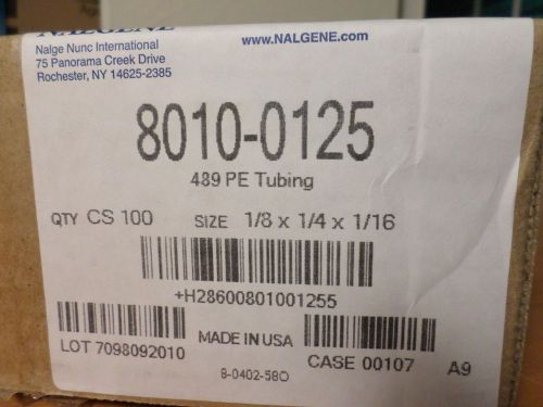 Nalgene 489 polyethylene pe laboratory tubing 1/8” id 1/4” od 8010–0125 (100 ft) for sale