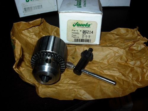 NEW JACOBS DRILL CHUCK W/ KEY PART #06214 MOUNT 2 J T,CAP 0-3/8,MODEL 2A