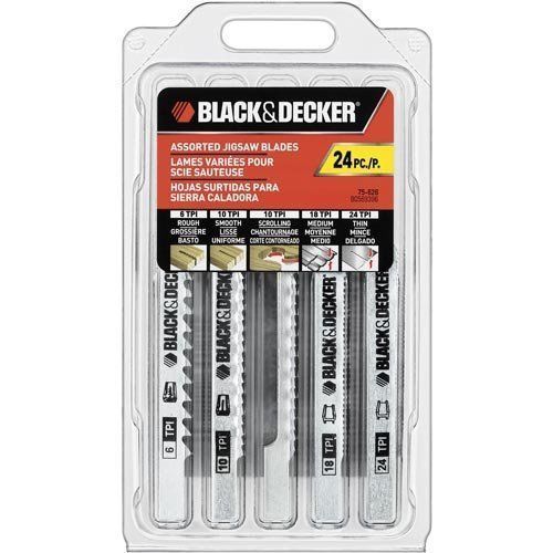 Black &amp; Decker 75-626 Assorted Jigsaw Blades Set  Wood and Metal  24-Pack