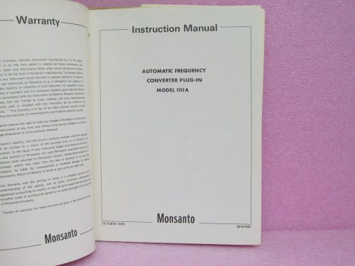 Monsanto Manual 1111A Automatic Frequency Converter Plug-In Instr. Man. w/Schem.