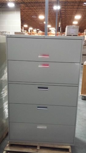 5 Drawer Horizontal Metal Filing Cabinet - Light Gray - 66x42x19