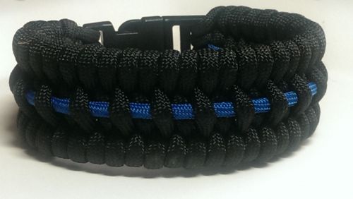 &#034;Thin Blue Line&#034; Police Officer Paracord Trilobite Weave Thick Bracelet for Men