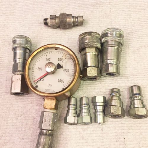 NOSHOK LIQUID FILLED PRESSURE GAUGE 0-1000 PSI W/HOSES &amp; QUICK CONNECT FITTINGS