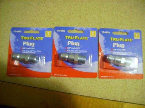 LOT OF 3 NEW TRU-FLATE 12-605 AIR LINE 3/8&#034; MALE NIPPLE HOSE FITTING