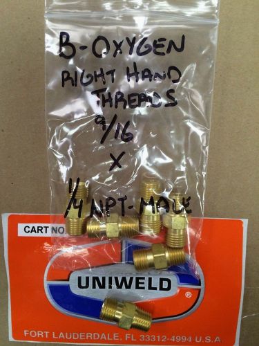 UNIWELD, WELDING Hose Adapter, B Oxygen R.H.T. 9/16&#034; x 1/4&#034; N.P.T. Male threads