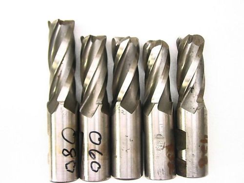 End Mill 4 Flute Radius 1&#034; Shank HSS Lot of 5