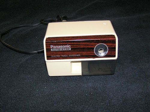 Vintage Panasonic KP-110 Electric Pencil Sharpener Auto Stop Wood Grain Beige