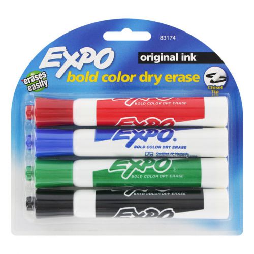 Expo Original Chisel Tip Dry Erase Markers, 4 Colored Markers (83174K)