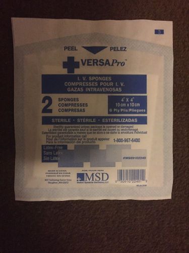 VERSAPRO I.V. Sponges 4&#034;x4&#034; - NEW STERILE - 2 per pouch, 25 Pouches per lot