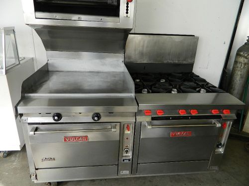 VULCAN 34&#034; GRIDDLE TOP GAS RANGE W/CONVECTION SALAMANDER BROILER, 6 BURNER RANGE