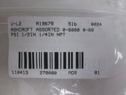 LOT 2 ASHCROFT ASSORTED 0-6000 0-60 PSI 1/2IN 1/4IN NPT GAUGE D278080