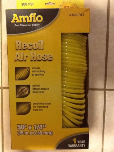 AMFLO NYLON RECOIL AIR HOSE 200 PSI 4-50E-RET 50&#039; x 1/4&#034; NEW