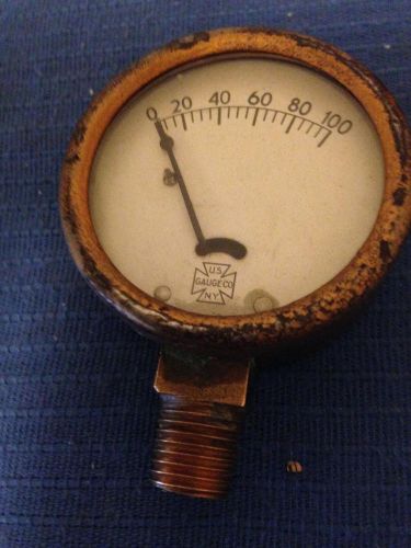 Vintage US Gauge Pressure PSI Gauge Brass Model SD-4155