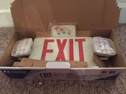 NEW Lithonia Lighting 2-Light LED White Exit Sign/Emergency Combo with LED Heads