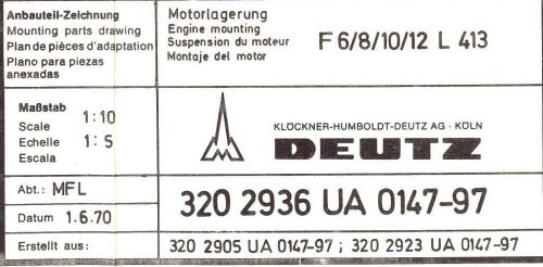 Schematic of Deutz Engine mounting F 6/8/10/12 L413